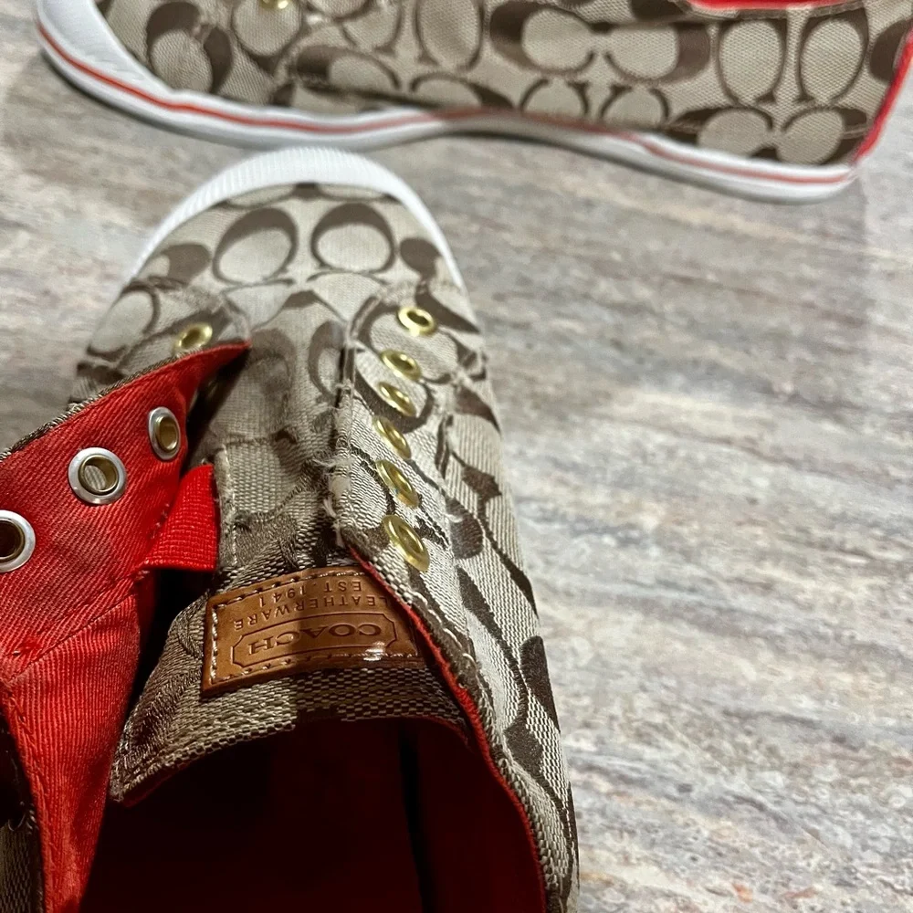 Coach Brown and Red Women's Sneakers - Picture 13 of 16